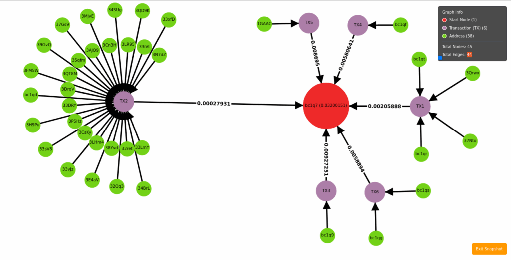 Input trace of the crypto transaction on the blockchain